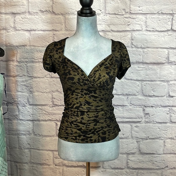 Vintage Y2K Arden B metallic leopard blouse with gold chain back detail - Picture 1 of 9